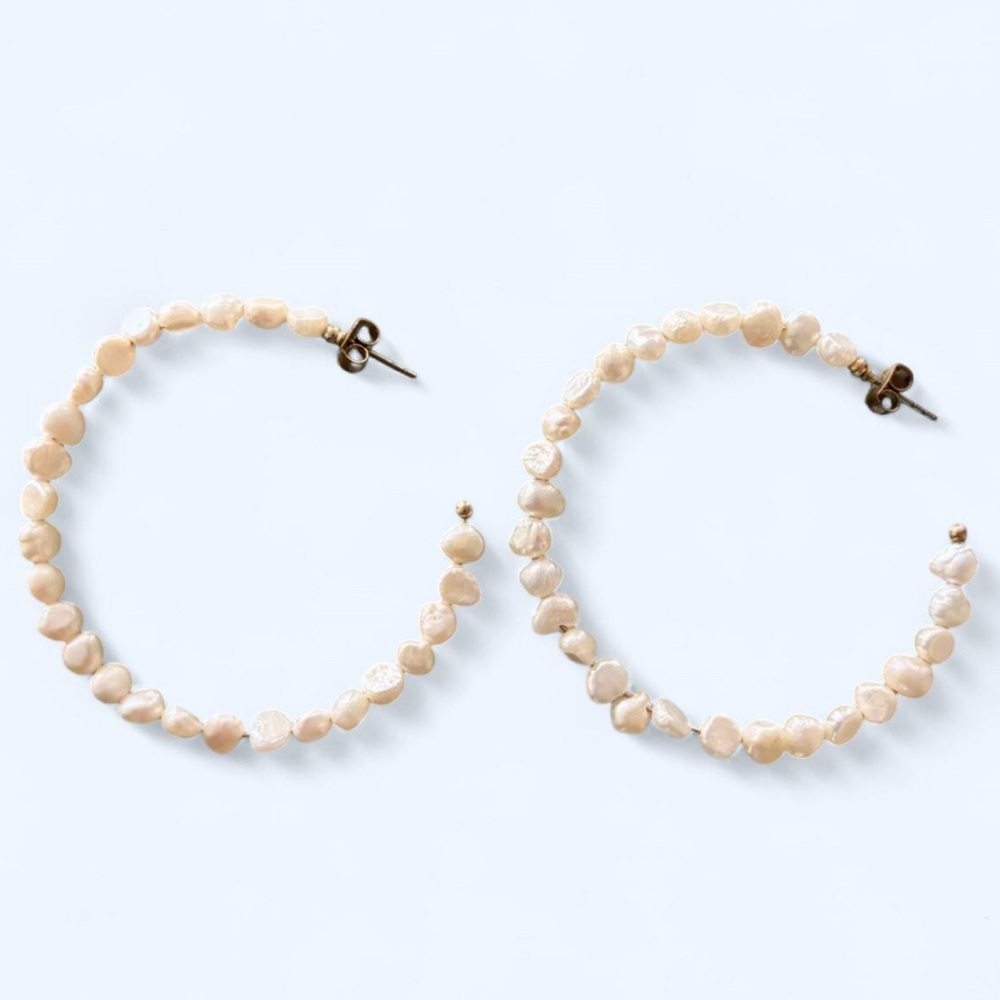 Zara Pearl Shell Hoop Earrings